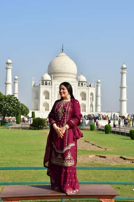 From Delhi: Sunrise Taj Mahal & Agra Tour with 5</em> Lunch – What you’ll actually do at the Taj Mahal’ /><br />
The flow is straightforward. After pickup and meeting your guide, you go in with <strong>express entry</strong>. Then you tour the monument with a guided approach, while also having time to explore at your own pace.</p>
<p><p>Here’s what makes the time feel practical:</p>
</p>
<ul>
<li>You’ll get guided context without being forced to march in lockstep.</li>
<li>You’ll have time to focus on the marble mausoleum details that most first-time visitors miss.</li>
<li>You can plan your photo stops instead of scrambling.</li>
</ul>
<p><p>Sunrise also changes how you move. If you’re hoping for clear, “clean” photos, mornings can help because you’re more likely to catch the marble before it’s washed out by harsh light. Still, bring a realistic attitude: India’s sunrise can be bright quickly, so sunglasses help and you’ll want to adjust as conditions shift.</p>
</p>
<h2 id="breakfast-timing-good-break-pay-attention-to-whats-included">Breakfast timing: good break, pay attention to what’s included</h2>
<p> Lunch – Breakfast timing: good break, pay attention to what’s included’ /><br />
After your Taj time, you’ll have a <strong>break for breakfast</strong> with around <strong>1 hour</strong> allowed. This is built into the schedule so you don’t turn the whole day into a caffeine-fueled sprint.</p>
<p><p>One detail to confirm when you book: breakfast can be handled in two ways depending on your selection. The day includes a breakfast option at a <strong>5-star hotel</strong> if that’s selected, and there’s also mention of breakfast at a <strong>multi-cuisine restaurant</strong> where you pay your own. Either way, the key is that you get a structured pause, not an awkward search for food.</p>
</p>
<p><p>If you’re planning outfits and photos, remember breakfast is also your reset moment: hydrate, warm up, and take a breath before the next stop.</p>
</p>
<h2 id="agra-fort-after-the-taj-why-this-pairing-works">Agra Fort after the Taj: why this pairing works</h2>
<p><img width="900" height="507" decoding="async" src=