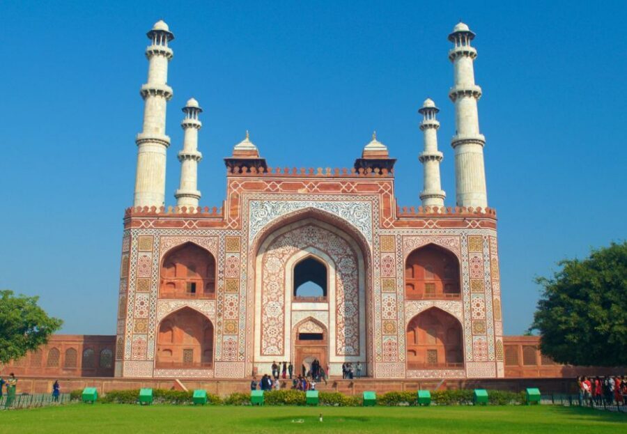 From Delhi:Overnight Taj Mahal Tour by Car with 5-Star Hotel - Day 1 in Agra: Fort Views, Mehtab Bagh, and Etimad-ud-Daulah
