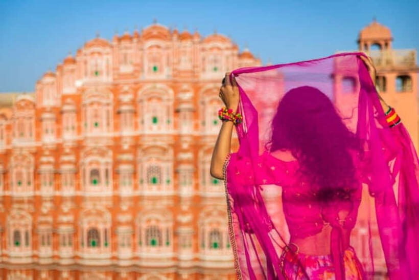 Jaipur: Full Day City sightseeing with Car, Guide & Lunch - Amber Fort: red sandstone, white marble, and serious viewpoint energy