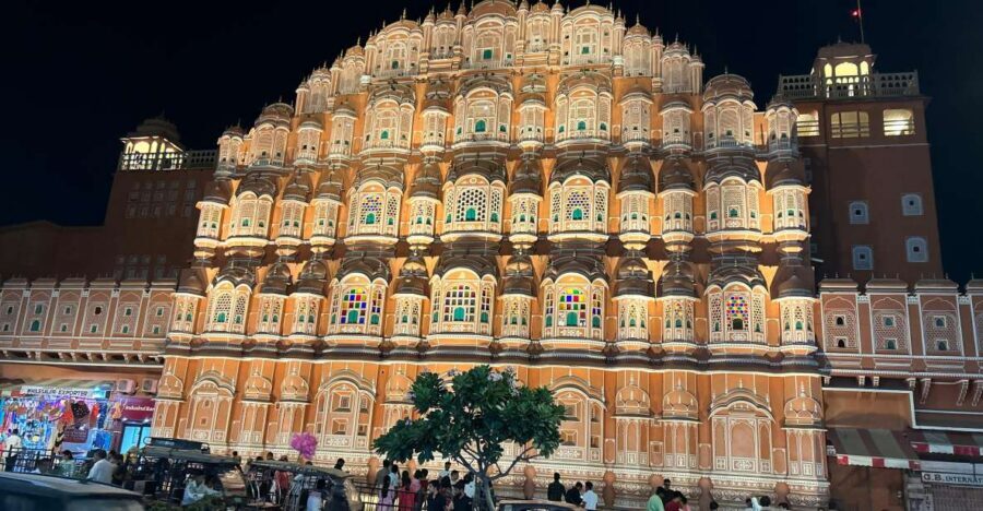 Jaipur: Guided Night Tour With Optional Food Tasting - The route: Amber Fort, Jal Malal, and Hawa Mahal from outside