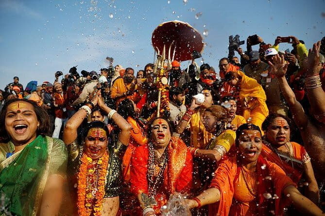 Maha Kumbh Mela 2025 budget tour package - Day 2: Sangam dip moments, Hanuman Temple, Akshya Vat, and the akharas