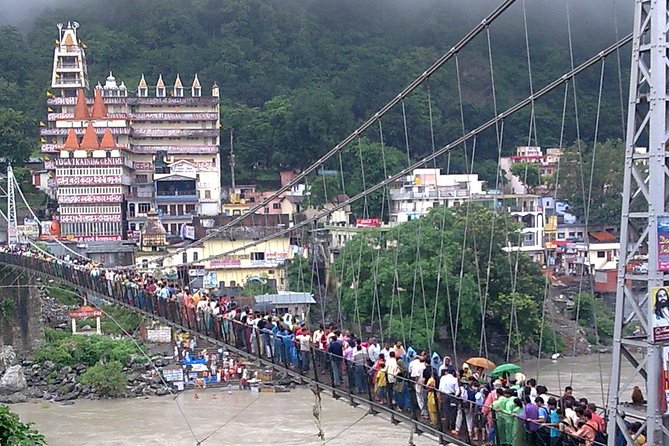 Private Day Trip to Haridwar and Rishikesh from Delhi by Car - Lakshman Jhula: a long bridge view over the river